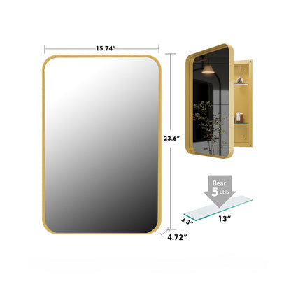 Matte Gold Metal Medicine Cabinet