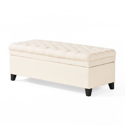 Juliana Velvet Storage Ottoman Beige