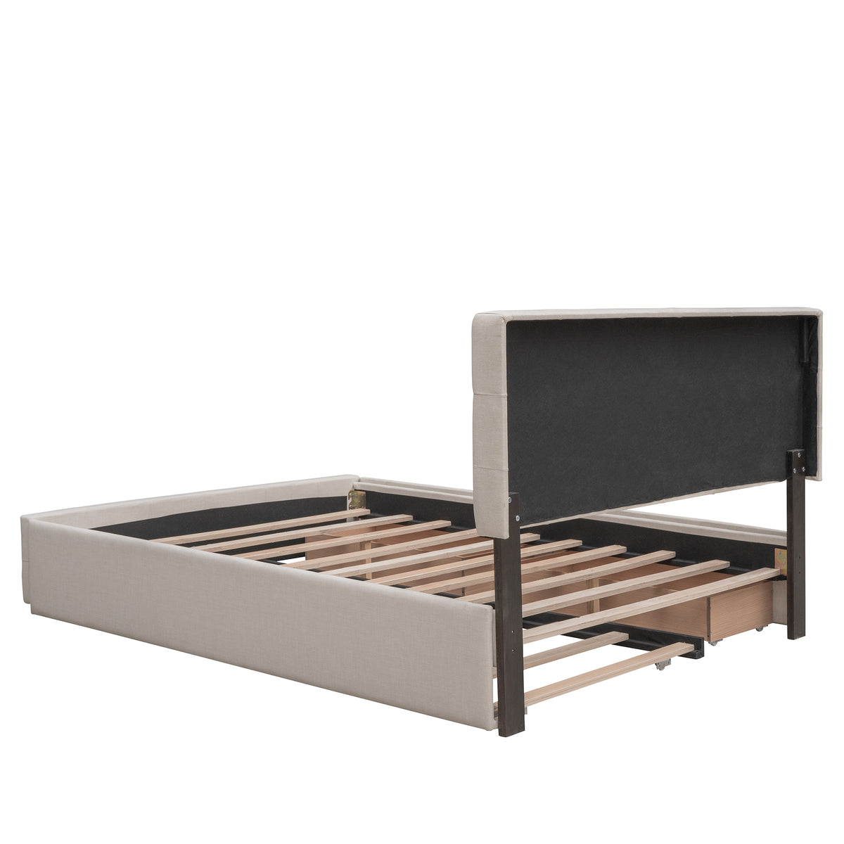 Upholstered Platform Bed Queen Dark Beige
