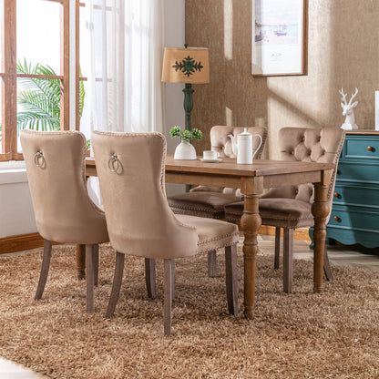 High-End Tufted Dining Chair Set Khaki