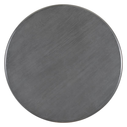 Dark Gray 5-Piece Round Dining Set – Solid Wood Table with Upholstered Chairs