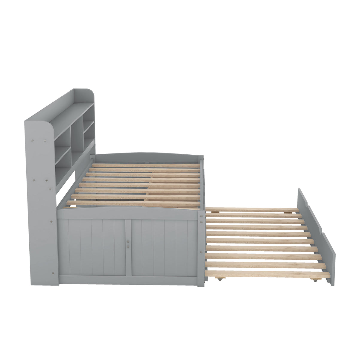 Twin Captain Bed with Storage Drawers Gray