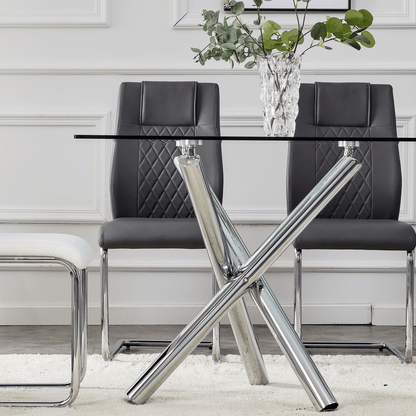 Modern Glass Dining Table – 71" Rectangular Table for 6-8 People