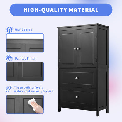 Black Bathroom Storage Cabinet with Drawers