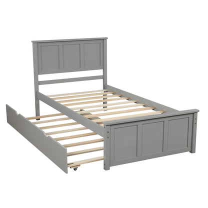 Twin Platform Bed with Trundle – Grey