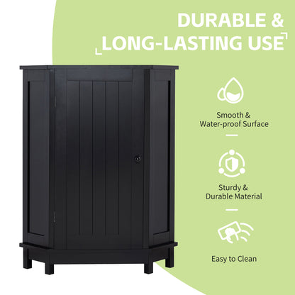 Black Corner Bathroom Storage Cabinet Adjustable Shelves