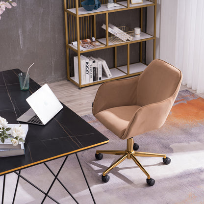 Velvet Executive Swivel Office Chair – Coffee Brown