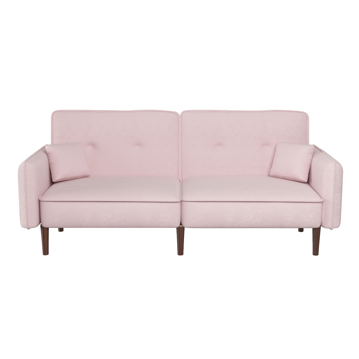Pink Velvet Convertible Sofa Bed – Wood Legs