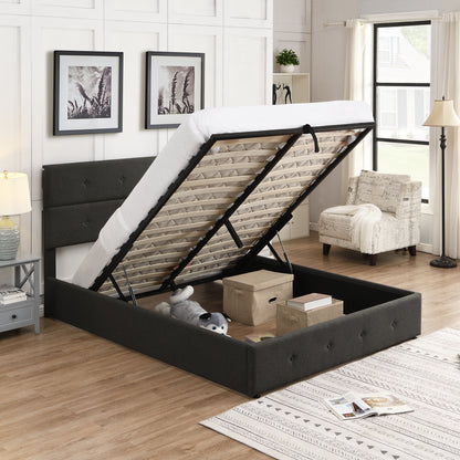 Upholstered Platform Bed with Storage Gray