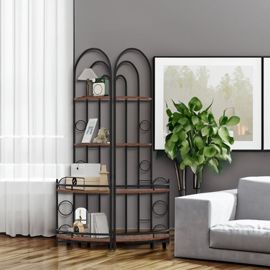 4-Tier Metal Frame Corner Bookshelf Modern Design