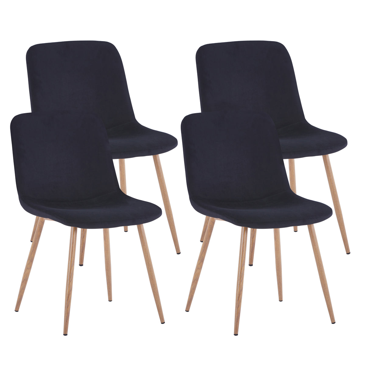 Set of 4 Black Dining Chairs Modern Design