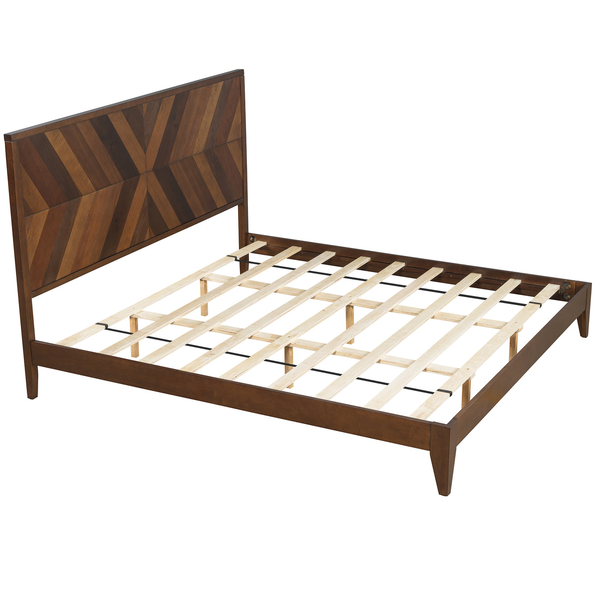 Mid-Century Platform Bed King Walnut