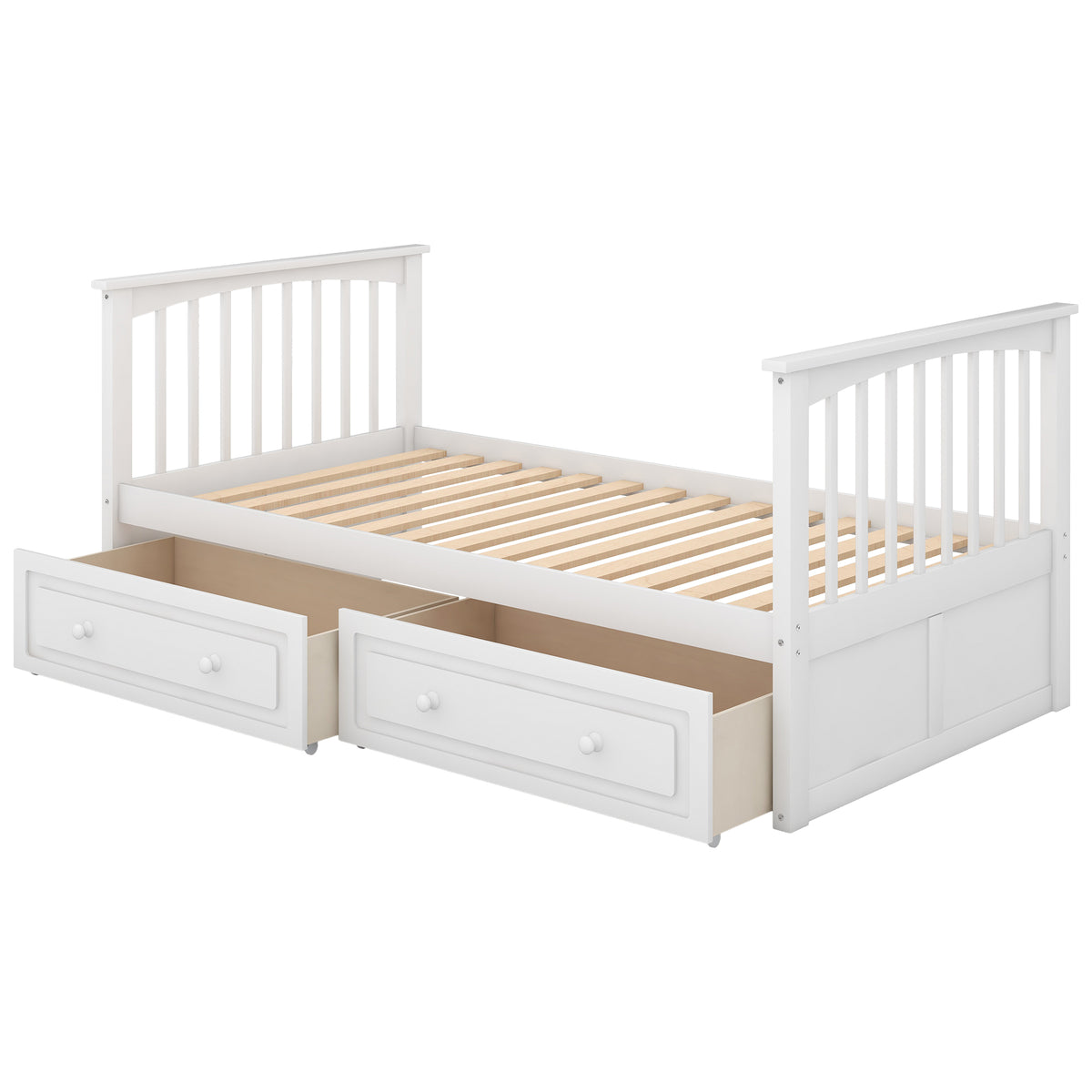 Twin Bunk Bed with Drawers White