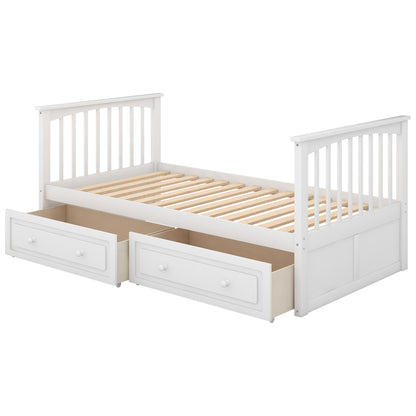 Twin Bunk Bed with Drawers White