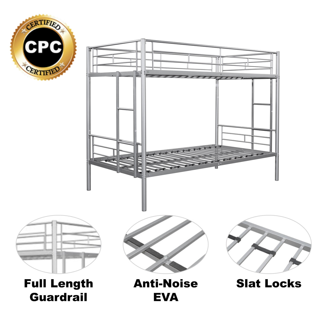 Metal Bunk Bed Silver