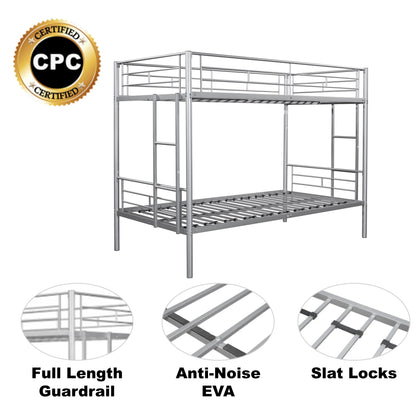 Metal Bunk Bed Silver