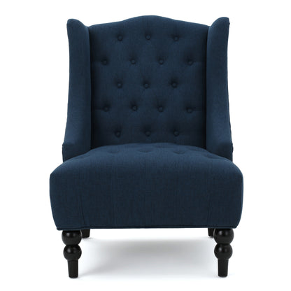 Upholstered Wingback Accent Chair Linen Beige