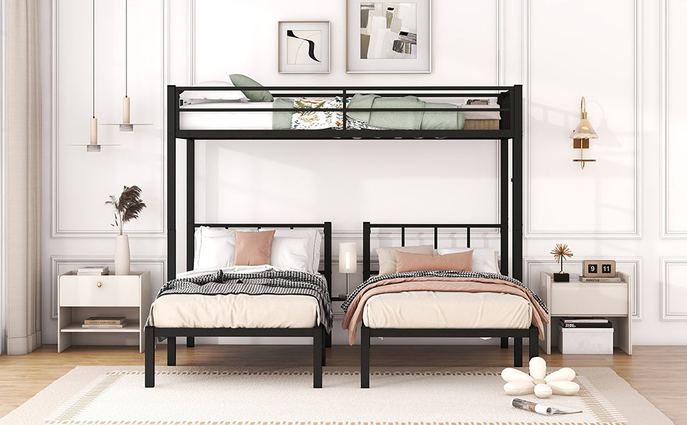 Triple Metal Bunk Bed Black