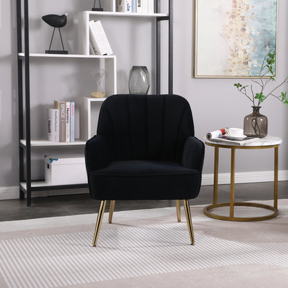 Mid-Century Velvet Armchair Navy Upholstery