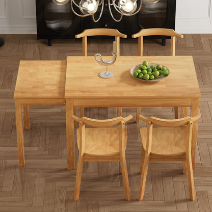 65” 5-Piece Dining Set – Natural Finish