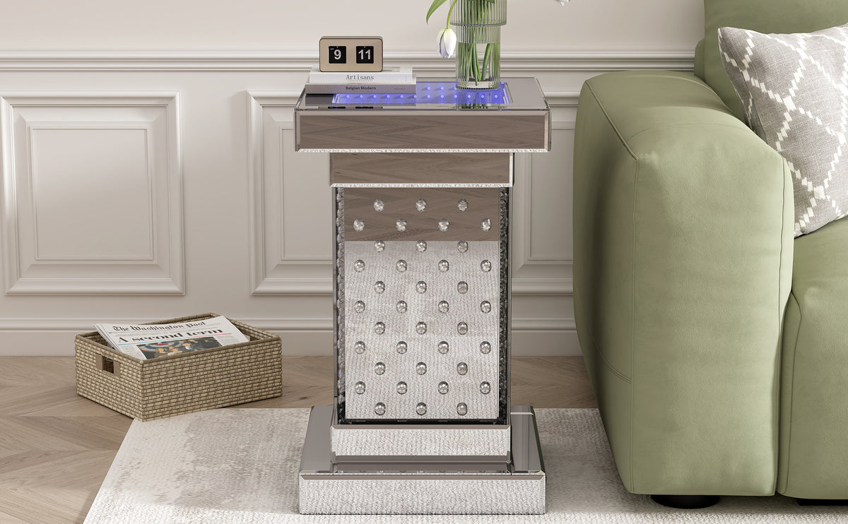 Crystal LED Side Table White