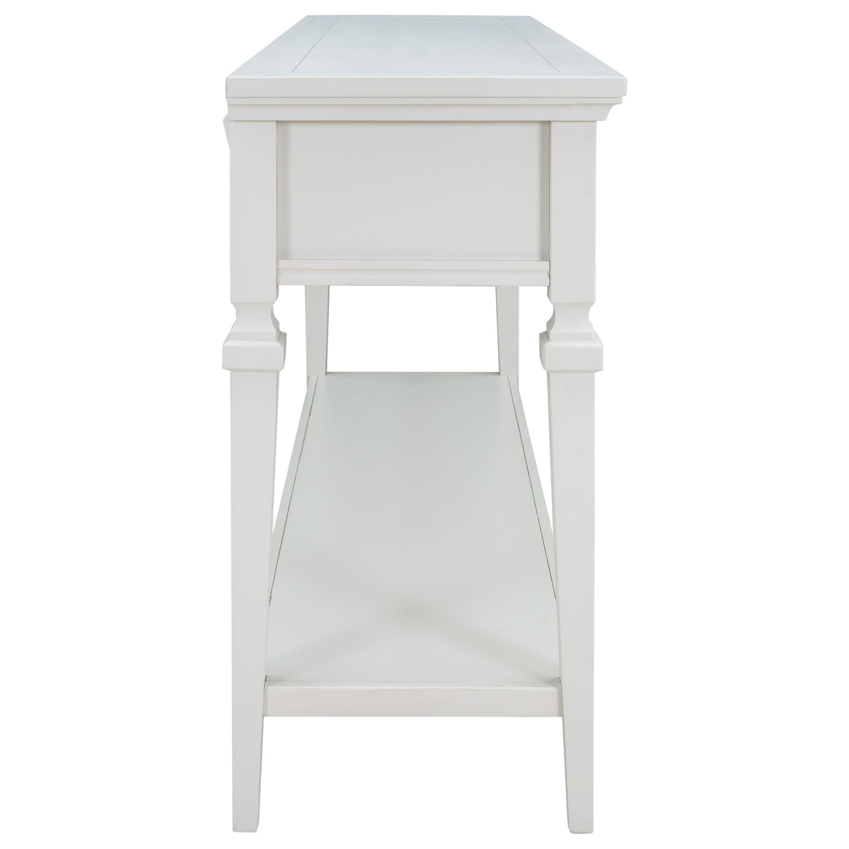White Wood Console Table with Drawers
