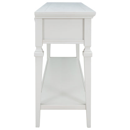 White Wood Console Table with Drawers