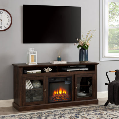 Contemporary Media Console with Fireplace – 65”