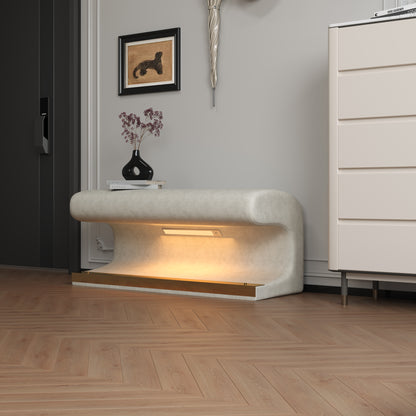 Leather Upholstered LED Entryway Bench – Beige
