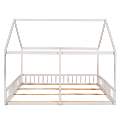 Twin House Platform Bed White