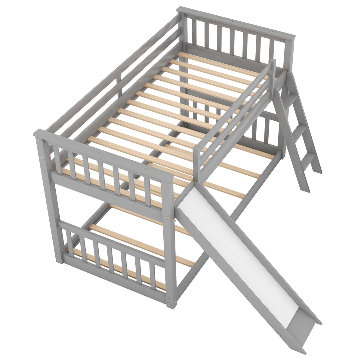 Twin Over Twin Bunk Bed Gray