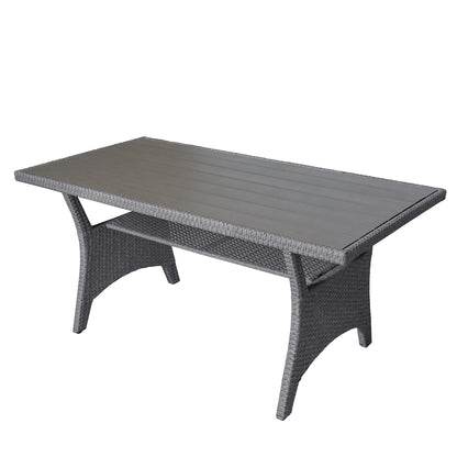 Outdoor Rattan Dining Set (6 pcs) – Gray Mat