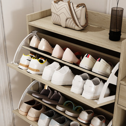 Bohemian Shoe Cabinet with Rattan Flip Drawers Natural