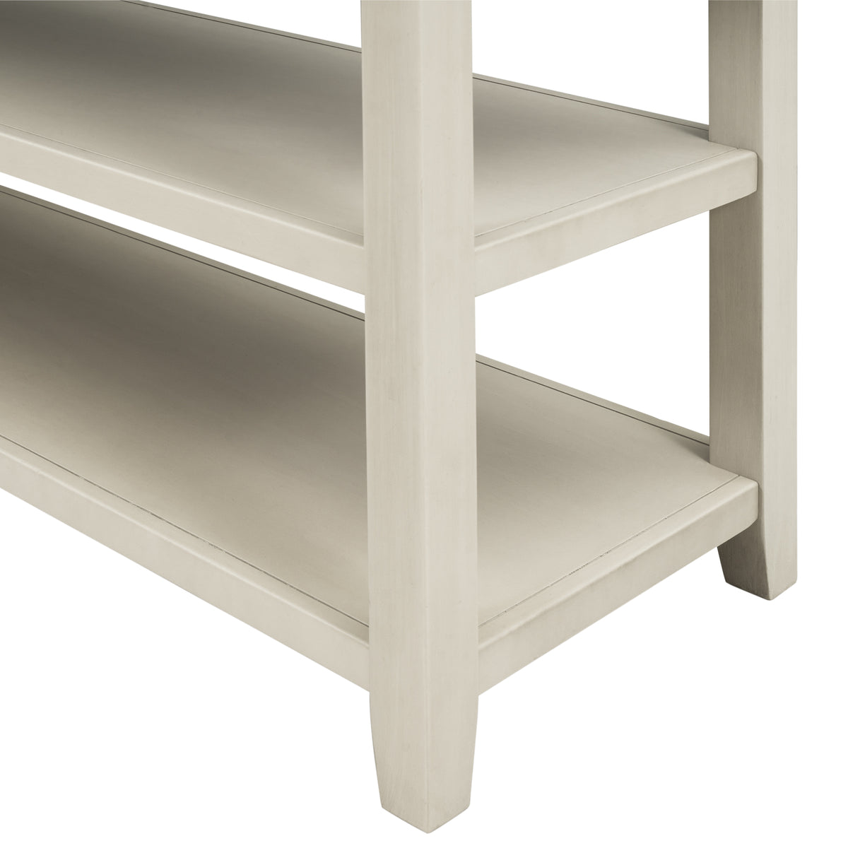 Beige Wood Console Table – Espresso Accents