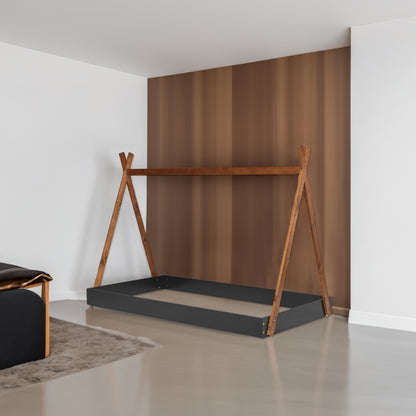 Twin Bed with Triangle Tent Frame Brown