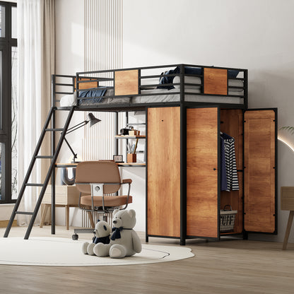 Twin Loft Bed with Desk Black