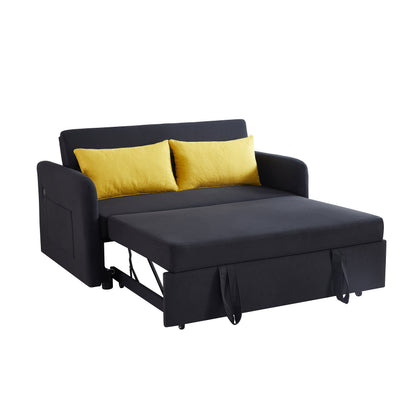 Black Fabric Convertible Sofa Bed – Twin Size Sleeper