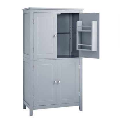 Gray Bathroom Floor Cabinet with Adjustable Shelves