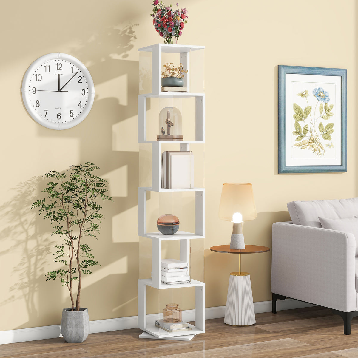 Rotating Acrylic Bookshelf Organizer