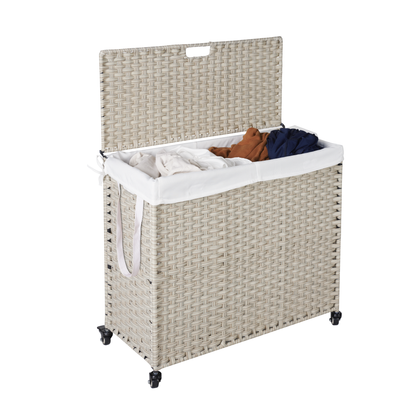 Grey Laundry Hamper with Lid and 2 Removable Bags