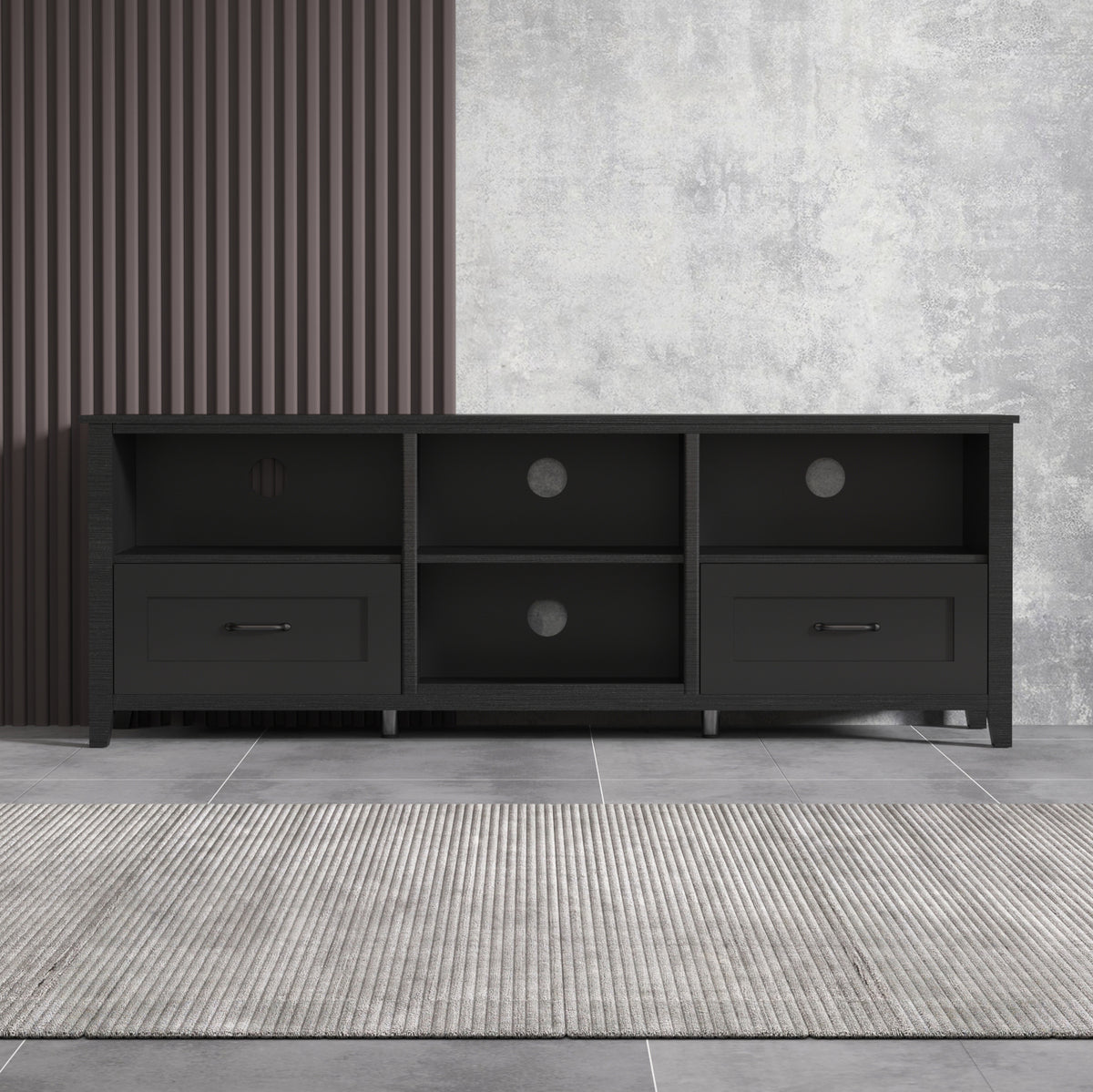 70" Modern Media Console with Storage Compartments