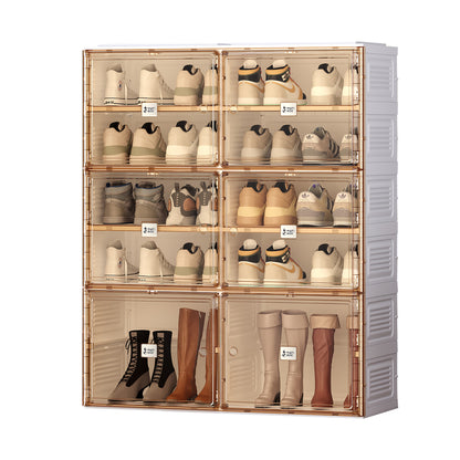 Stackable Shoe Storage Cabinet with Doors and Shelves