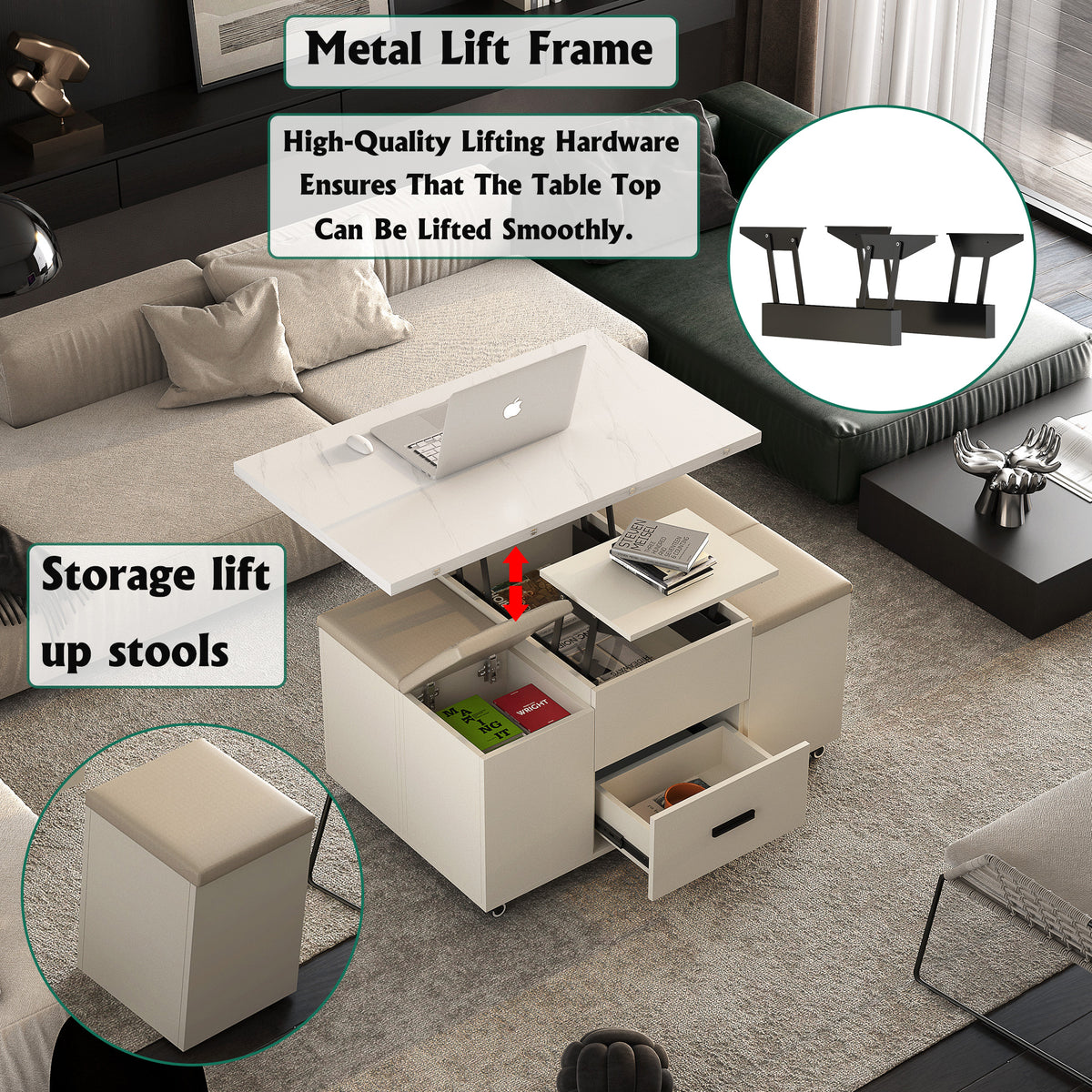 Modern Lift-Top Coffee Table – Expandable Design