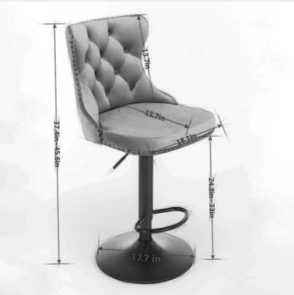 Swivel Velvet Bar Stool Set (2 pcs) – Black