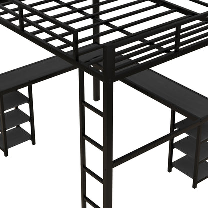 Loft Bed with Ladder and Guardrail Black