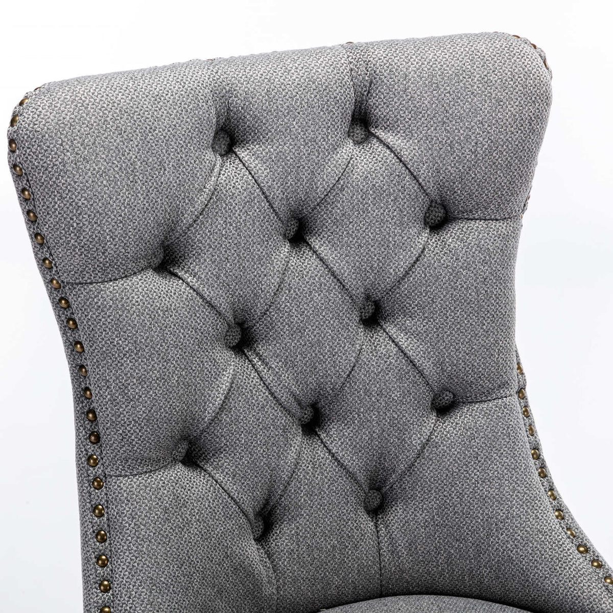 Nikki Tufted Linen Dining Chair Set (2 pcs) – Gray