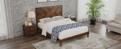 Mid-Century Platform Bed Walnut Queen