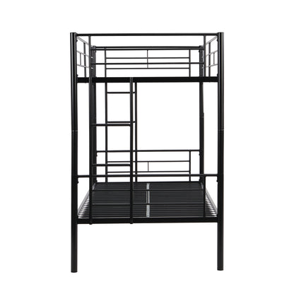 Full Metal Bunk Bed with Guardrails Black