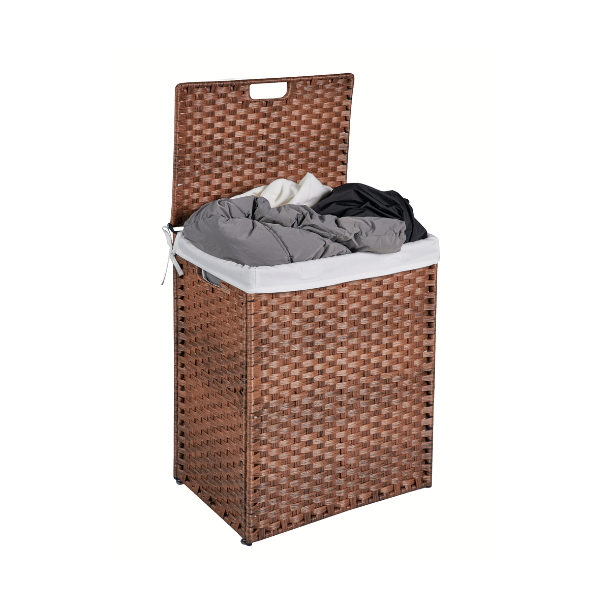 Brown Laundry Hamper with Lid and 2 Removable Bags