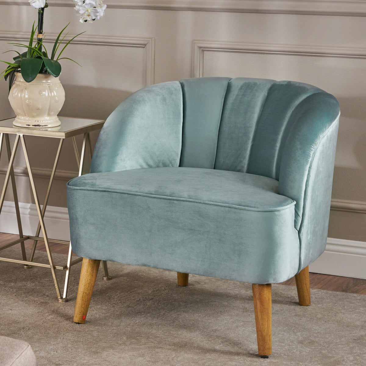 Velvet Accent Chair for Living Rooms Blue